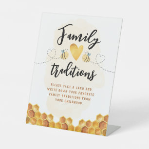 Familietradities Honey Bumble Bee Baby Shower Reclamebord Met Voetstuk