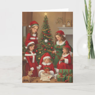 Familietradities Retro geïnspireerde kerst Kaart