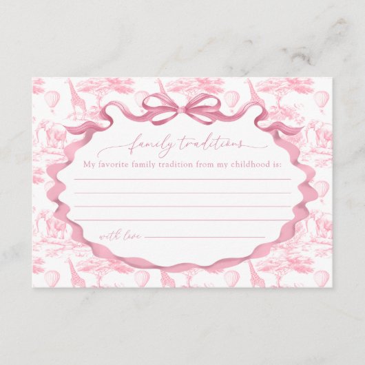 Familietradities Toile Roze Safari Informatiekaartje (Voorkant)