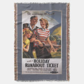 Familietrio op vakantiebesparingen deken (Voorkant Verticaal)