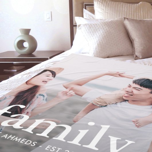 Familietypografie gepersonaliseerde foto fleece deken