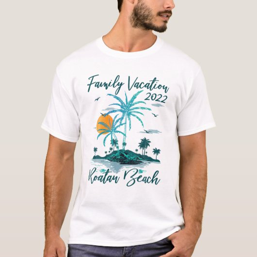  familievakantie 2022 Honduras Roatan Beach T-shirt (Voorkant)