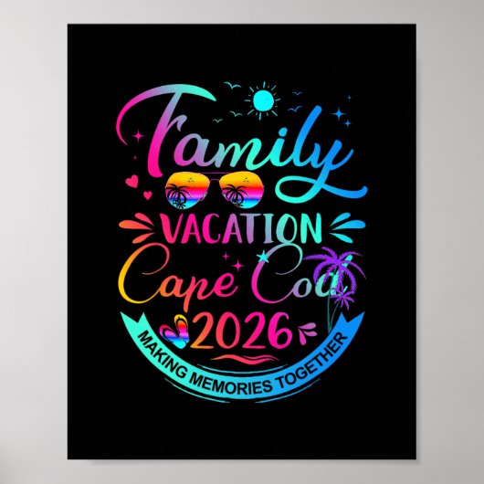 Familievakantie Cape Cod 2026 Palmboomcadeau Poster (Voorkant)