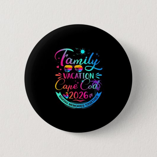 Familievakantie Cape Cod 2026 Palmboomcadeau Ronde Button 5,7 Cm (Voorkant)