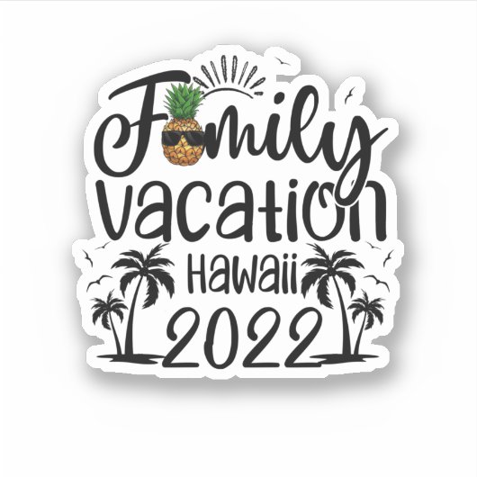 Familievakantie Hawaii 2022 Matching Family Group Sticker (Voorkant)