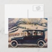  familievakantie in Antiek auto Briefkaart (Voorkant / Achterkant)