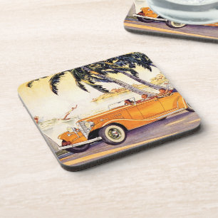  familievakantie in een converteerbare auto bier onderzetter