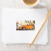  familievakantie in een converteerbare auto etiket (Insitu)