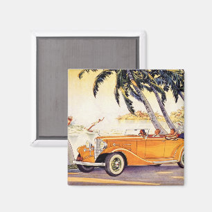 familievakantie in een converteerbare auto magneet