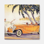  familievakantie in een converteerbare auto magneet (Voorkant)