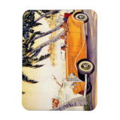 familievakantie in een converteerbare auto magneet (Verticaal)