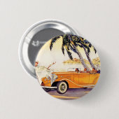  familievakantie in een converteerbare auto ronde button 5,7 cm (Voorkant /achterkant)