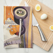 familievakantie in een converteerbare auto theedoek (Quarter Fold)