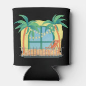 Familievakantie met namen en Initiaal-strand Blikjeskoeler (Achterkant)