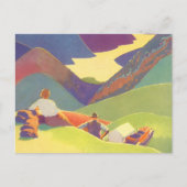  familievakantie, picknick in de bergen briefkaart (Voorkant)