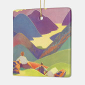  familievakantie, picknick in de bergen keramisch ornament (Links)