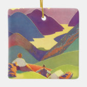  familievakantie, picknick in de bergen keramisch ornament (Voorkant)