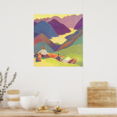  familievakantie, picknick in de bergen poster (Keuken)