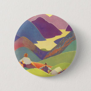 familievakantie, picknick in de bergen ronde button 5,7 cm