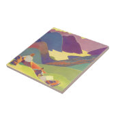  familievakantie, picknick in de bergen tegeltje (Zijkant)