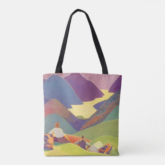 familievakantie, picknick in de bergen tote bag (Achterkant)