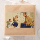 familievakantie, vader, Kinderen en koffers Etiket (Insitu)