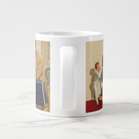  familievakantie, vader, Kinderen en koffers Grote Koffiekop (Achterkant)