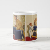  familievakantie, vader, Kinderen en koffers Grote Koffiekop (Voorkant)