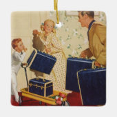  familievakantie, vader, Kinderen en koffers Keramisch Ornament (Voorkant)