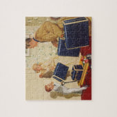 familievakantie, vader, Kinderen en koffers Legpuzzel (Verticaal)