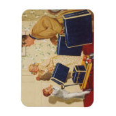  familievakantie, vader, Kinderen en koffers Magneet (Verticaal)