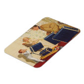  familievakantie, vader, Kinderen en koffers Magneet (Linkerzijde)