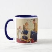 familievakantie, vader, Kinderen en koffers Mok (Links)