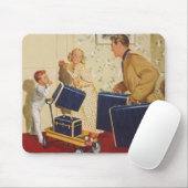  familievakantie, vader, Kinderen en koffers Muismat (Met muis)