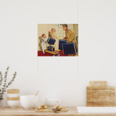  familievakantie, vader, Kinderen en koffers Poster (Keuken)