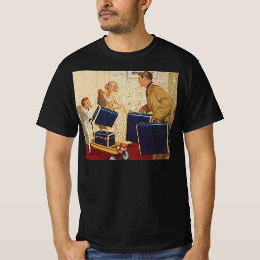  familievakantie, vader, Kinderen en koffers T-shirt (Voorkant)