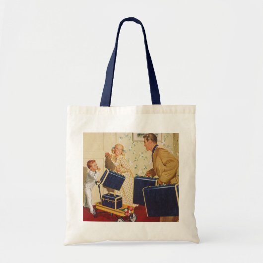  familievakantie, vader, Kinderen en koffers Tote Bag (Voorkant)