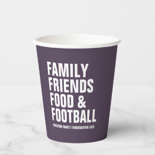 Familievrienden eten football paarse Thanksgiving Papieren Bekers