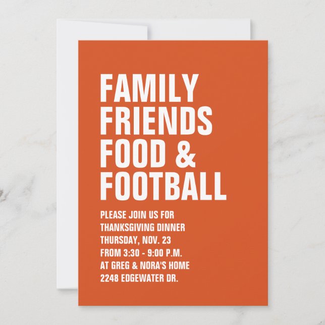 Familievrienden football Thanksgiving uitnodigen (Voorkant)