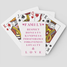 Familiewaarden Game Night, Pink Hearts & Lettering Pokerkaarten