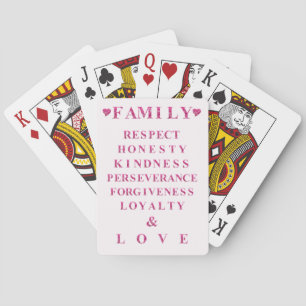 Familiewaarden Game Night, Pink Hearts & Lettering Pokerkaarten