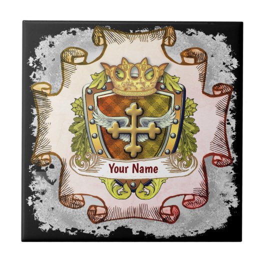 Familiewapen Cross Achternaam Tegeltje (Voorkant)