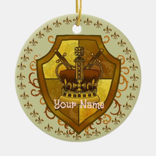 Familiewapen Kroon Achternaam Ornament (Voorkant)