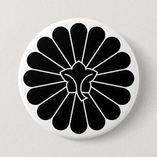 [Familiewapens] achterkant 16 bloembladen chrysant Ronde Button 7,6 Cm