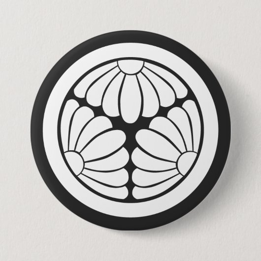 [Familiewapens] Een cirkel in 3 chrysanthemum bloe Ronde Button 7,6 Cm (Voorkant)