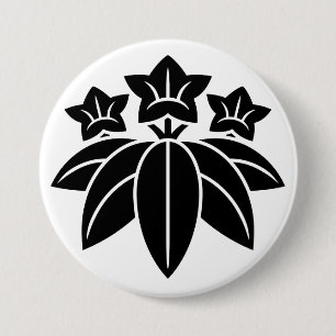 [Familiewapens] Gentiaan Bloemen en Bamboe Ronde Button 7,6 Cm