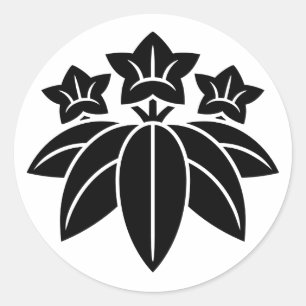 [Familiewapens] Gentiaan Bloemen en Bamboe Ronde Sticker