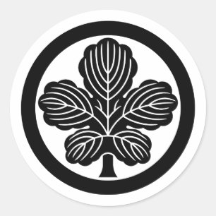 [Familiewapens] Kaji-blad met cirkel Ronde Sticker