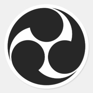 [Familiewapens] Links-draaiende Mitsu-domoe Ronde Sticker