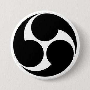 [Familiewapens] Rechtsdraaiende Mitsu-domoe Ronde Button 7,6 Cm
